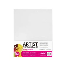 Studio Canvas Panel, 100% Cotton Acid Free White 11"X14", 6 Pieces, Academic