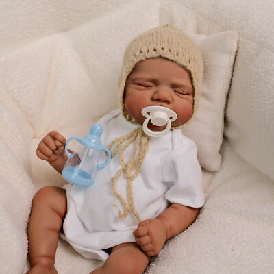 Realistic Baby Doll Black 18'' Newborn Reborn Baby Dolls Vinyl Silicone Full Body