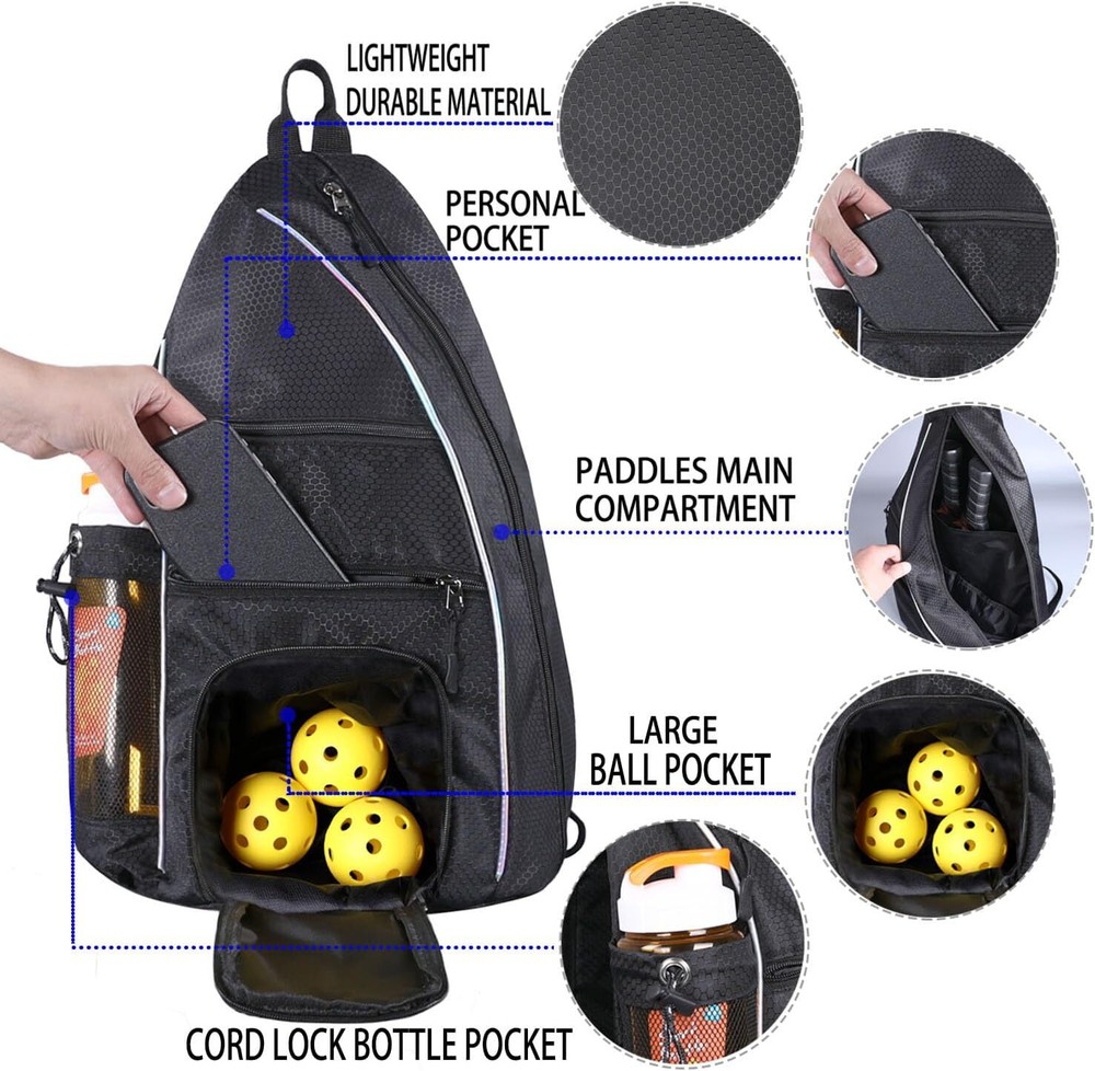 Pickleball Backpack for Women and Men in Sleek Black
