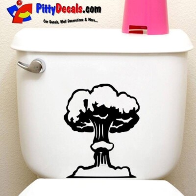 Nuclear Bomb Toilet Lid Sticker Funny Cartoon Face PVC WC Sticker For Bathroom