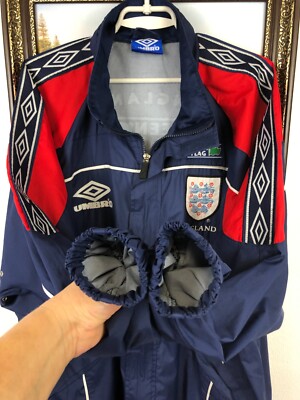 Vintage 90's Umbro England Green Flag Jacket Mens Track Top