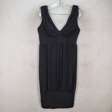 Y2K XOXO Womens Dress Size S Black Stretch V Neck Pleated Clubwear Blouson Mini