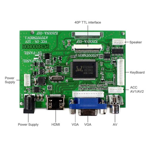 HD VGA AV LCD Controller Board Work For 5.6inch AT056TN53 640X480 LCD Panel - Picture 3 of 5