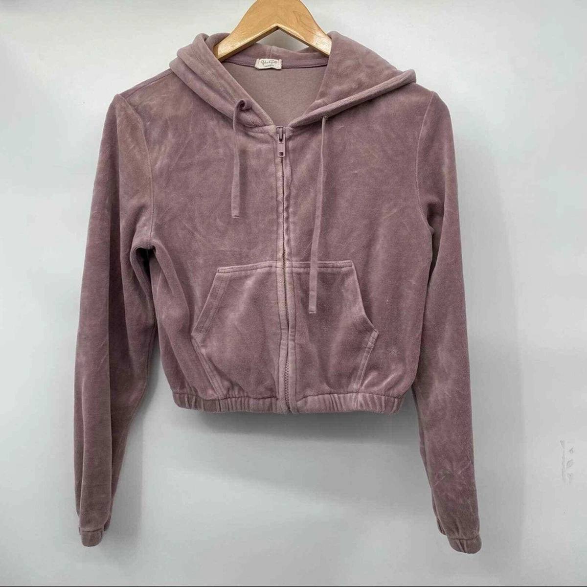 Brandy Melville John Galt Velvet Velour Zip Hoodie OS