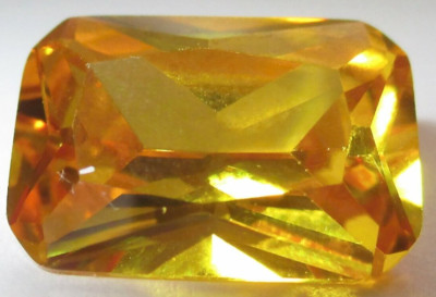 1 Cubic Zirkonia Octagon, 11x9 mm, Gelb, Princess-, synthetischer Edelstein