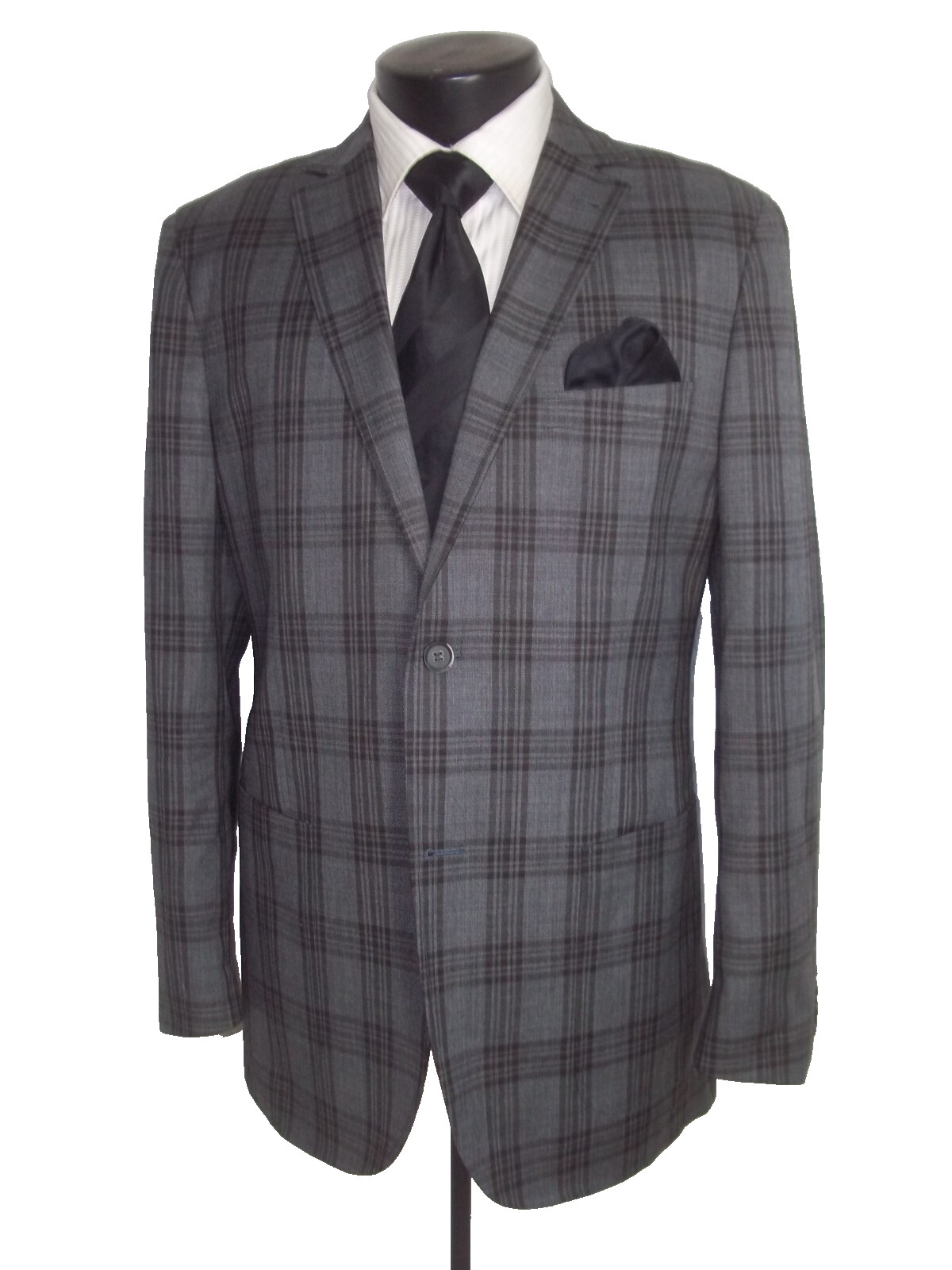 & Zanetti Elements gray plaid 2Button Side Vents … - image 3