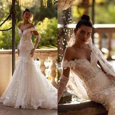 Elegant Appliques Mermaid Wedding Dresses Princess Off The Shoulder Bridal Gowns