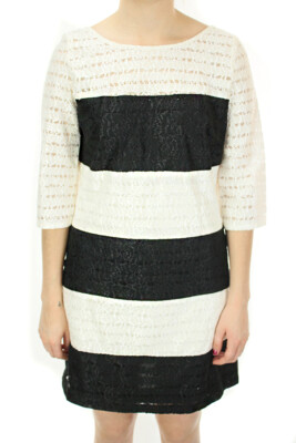 Jessica Simpson Ivory Colorblock Striped Lace Dress 6 Jessica Simpson Ivory Colorblock Striped Lace Dress 6