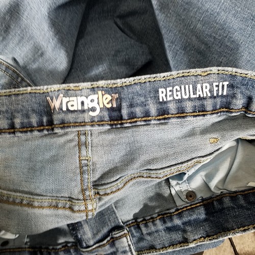 Jeans Wrangler da uomo 40x32 blu denim vestibilità regolare gamba dritta abbigliamento da lavoro - Foto 6 di 10