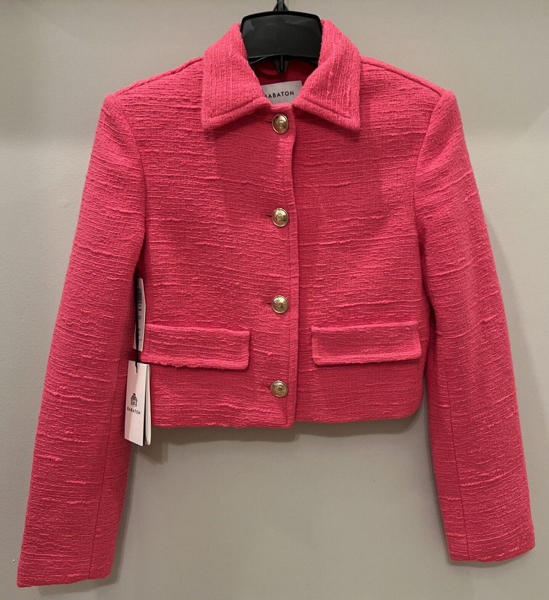 ARITZIA Babaton Frances Jacket Tweed Button Blazer Hot Pink