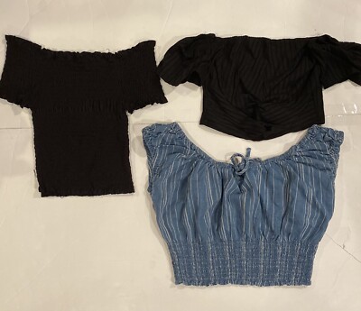 Lot 3 Charlotte Russe, American Eagle, Orange Kiss Girls Crop Tops Size S