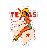 Texas Cowgirl Pinup Vintage Sticker