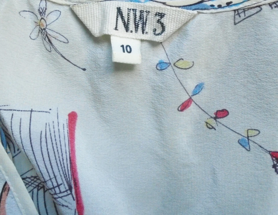 NW3 Hobbs Lazy Days Kite Hill Top cream printed cami 100% silk Size 10 vgc - Imagem 4 de 4