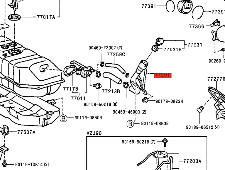 GENUINE TOYOTA FUEL FILLER NECK PIPE FITS LAND CRUISER 7720160470