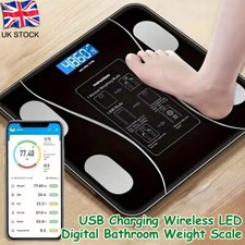 Digital Bathroom Weighing Scale Bluetooth Body Fat Monitor BMI Analyser 180kg UK