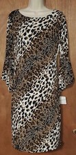 NWT Vintage Olivia Matthews Women's Dress Size M Animal Print Flared Bell Sleeve