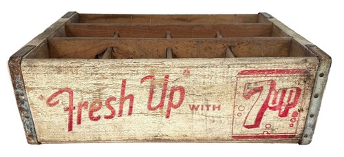 VINTAGE 7-UP 12 BOTTLE CRATE BROOKLYN NY NEW YORK SEVEN Fresh Soda Advertising - Picture 2 of 6