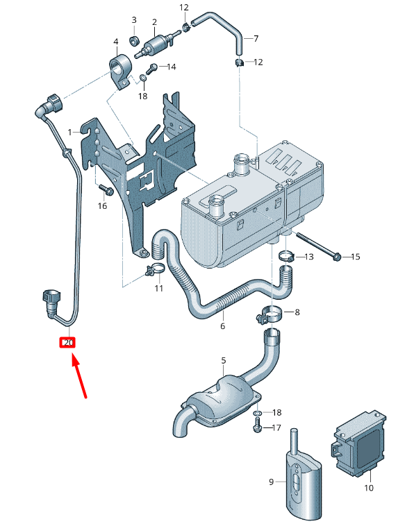 CONDUITE DE CARBURANT DE CHAUFFAGE AUXILIAIRE VOLKSWAGEN CRAFTER 2F 2E0819887F