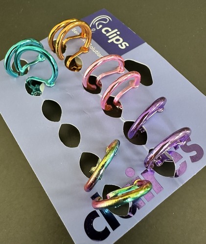 Claires Set Of 5 Clip On Small Hoop Earrings. New MSRP $14.99 - Picture 2 of 6