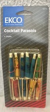 Vintage EKCO Cocktail Umbrellas Paper Parasols Tiki Picks Drinks Red Green Blue