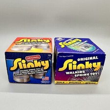 Vintage Metal Original Slinky Walking Spring Toy 2013 2 Slinkies