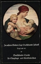 Postal artística de Alemania donación para la protección de bebés y niños...