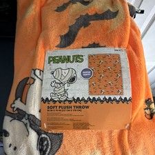 Peanuts Snoopy Halloween Super Soft Plush Throw Blanket 50 x 70 Orange