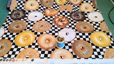.5 yard piece ''BAGELS'' Cotton Fabric