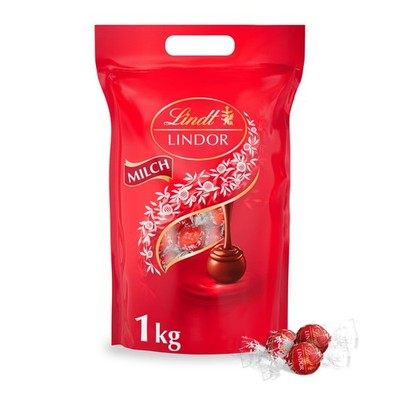 Lindt Lindor Vollmilch Kugeln - 1kg (ca. 80 Stück) Zartschmelzende Schokolade