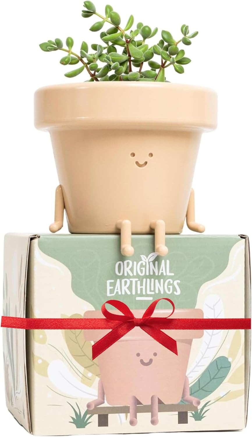 Original Earthlings Cute Plant Pot, 10 Cm Plastic Funny Planter with Drainage, U