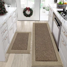 Kitchen Rugs and Mats Set of 2 Non-Slip Kitchen Mats for Floor, Absorbent and...