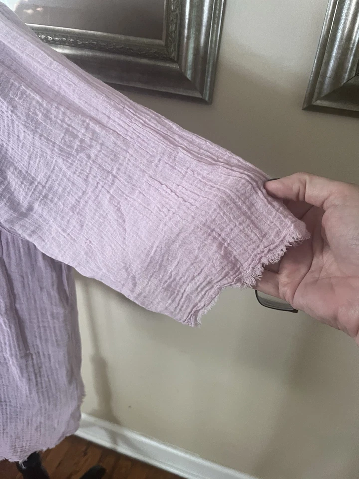 CAMISA BLUSA TOP ALGODÓN SEERSUCKER RAQUEL ALLEGRA 2 M MANGA CORTA LAVANDA Foto 4 de 4