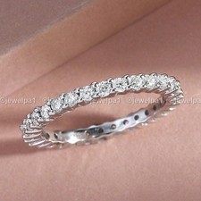 Solid 14K White Gold Moissanite Full Eternity Wedding Band 0.80 Carat Round Cut