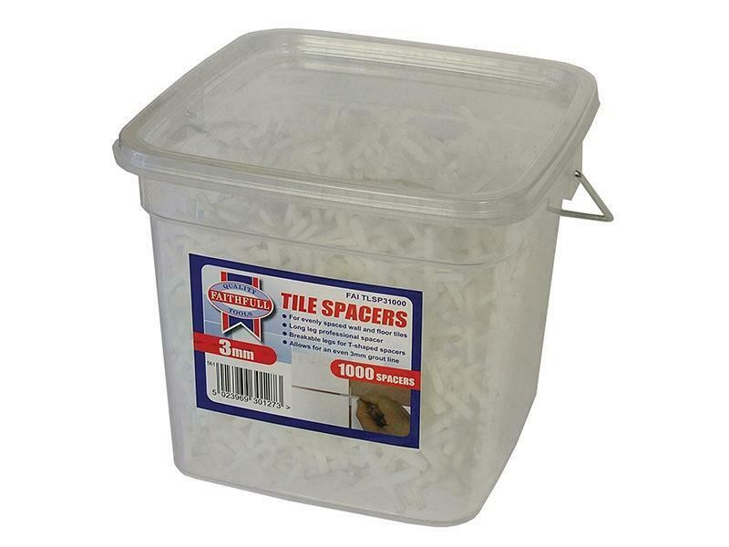 Faithfull Tile Spacer Long Leg 3Mm Tub Of 1000 FAITLSP31000