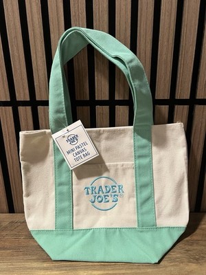 Trader Joe's Mini Pastel Canvas Tote Bag - MINT GREEN (LIMITED)