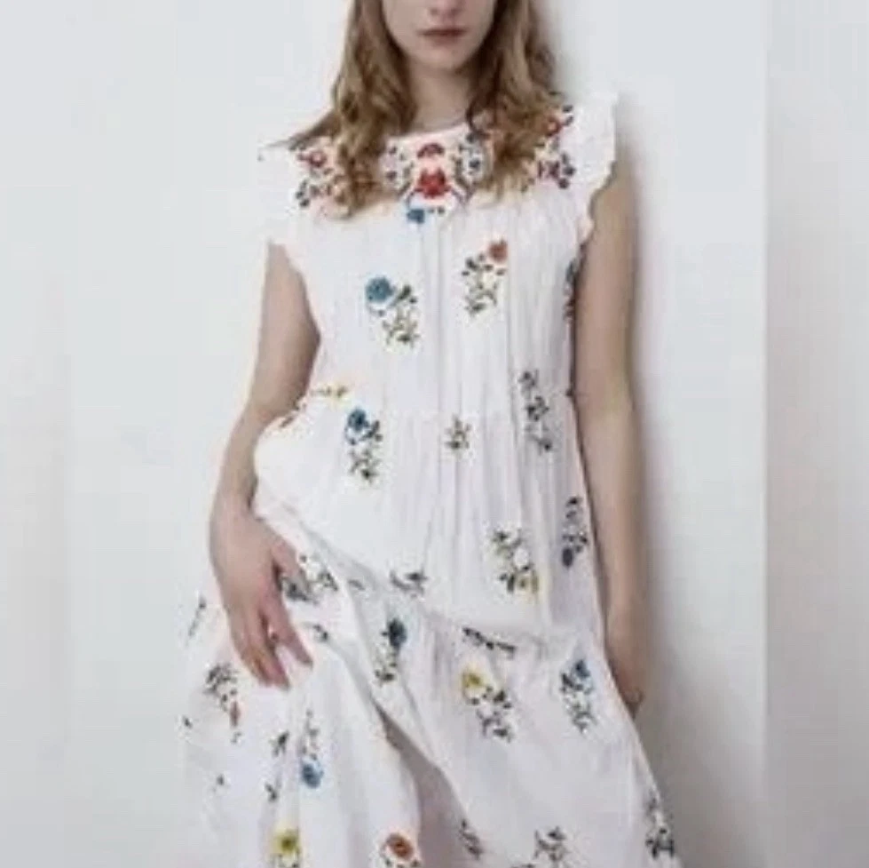 ebay zara embroidered dress Off White Strapless Dress With Back Bow Detail · Filly Flair main image 0