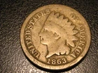 1863 Copper Nickel Indian Head Cent Good