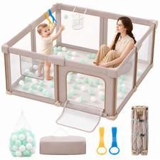59"x51" Foldable Baby Playpen with Mat,Playard for Infant Toddlers Boys Girls