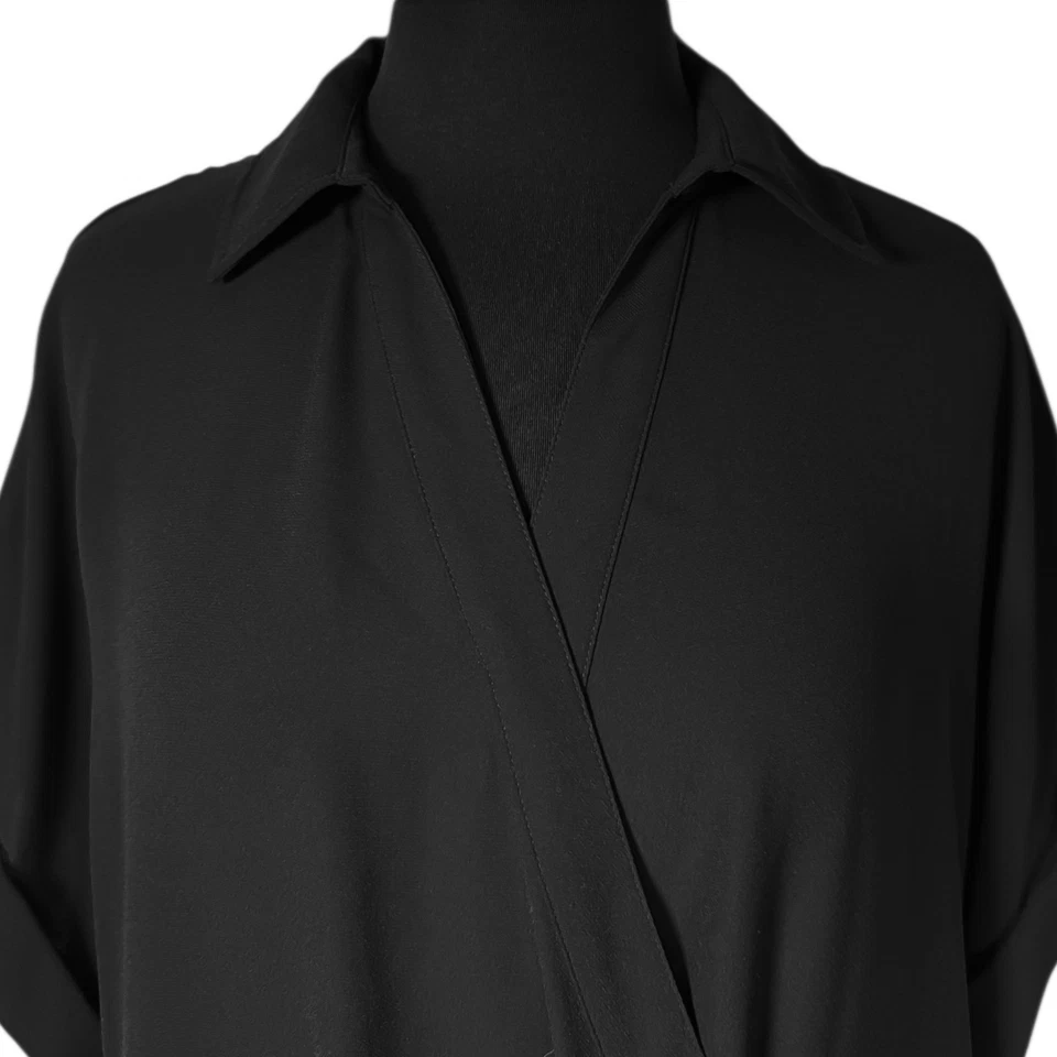 Ralph Lauren Black Label Women's Dress 18 Black V-Neck Gold Buckle Midi Classic - Image 4 of 4