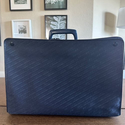 VTG Air France Carry On Luggage Collapsible Suitcase Charles Frantz Paris Navy