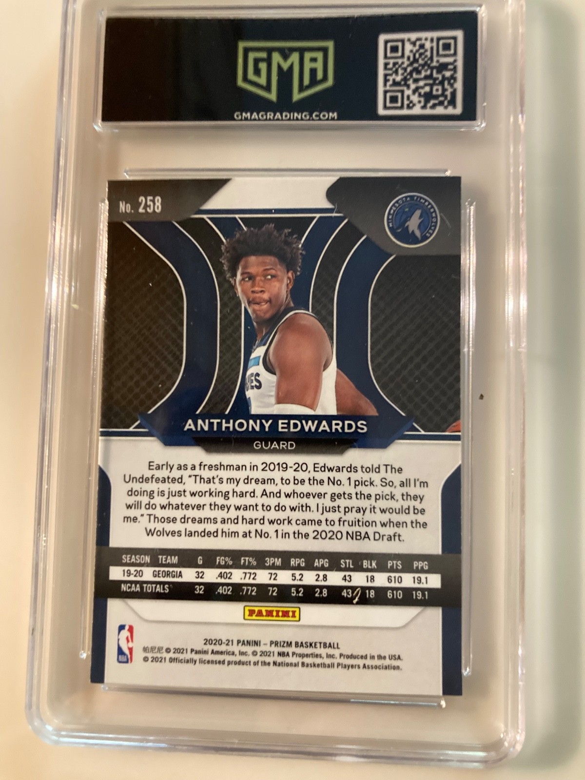 2020-21 Panini Prizm - Anthony Edwards #258 (RC) view 2