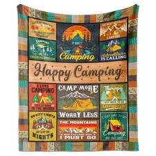 Camping Gifts For Women Men Throw Blanket Camper Decor Fleece Warm 60x50 Inch