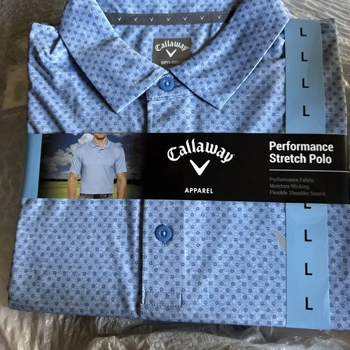 Callaway Moisture Wicking Performance Short Sleeve Golf Polo Lt Blue Size Large