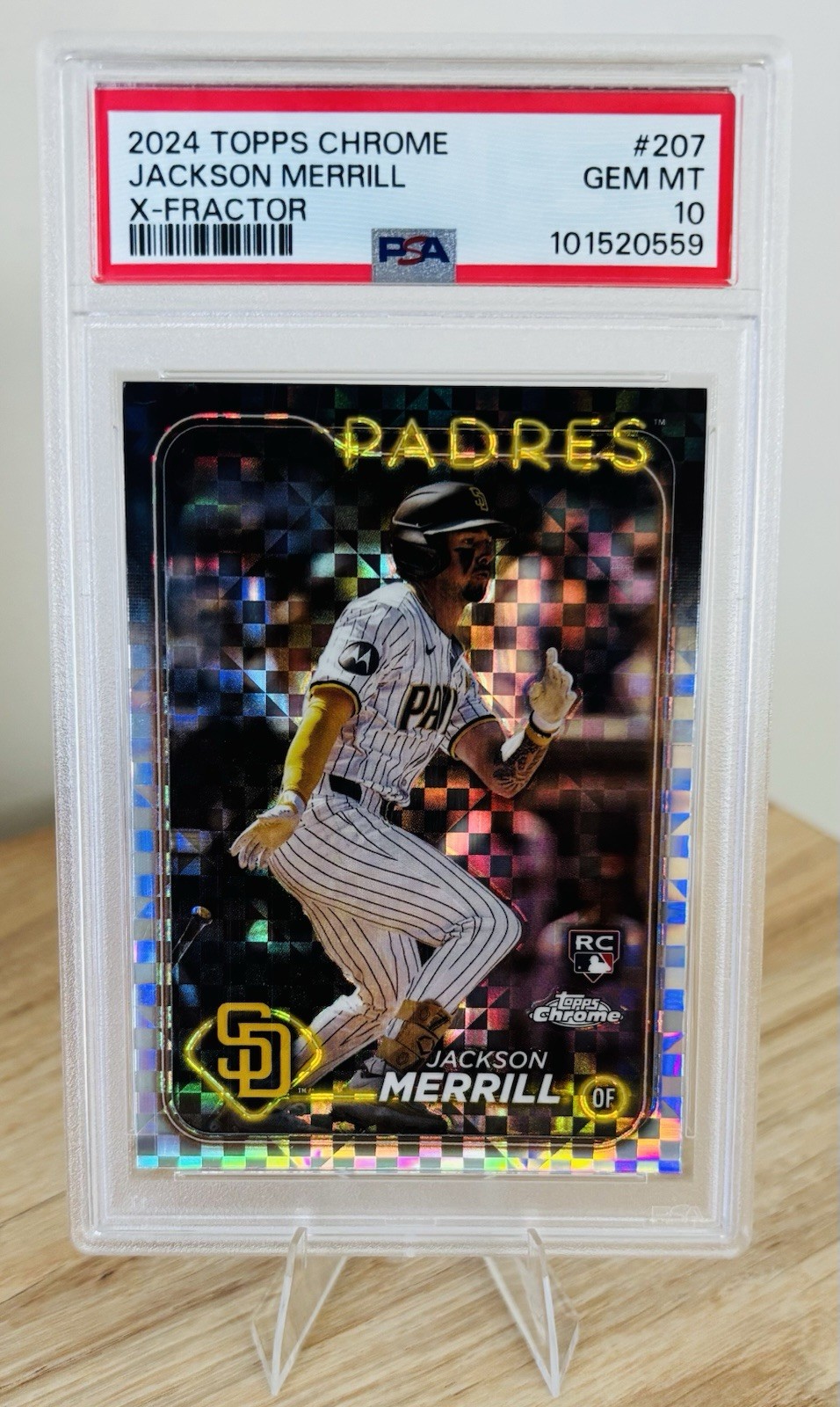 Jackson Merrill 2024 Topps Chrome #207 X-Fractor Rookie PSA 10 Gem Padres 💎🔥💎