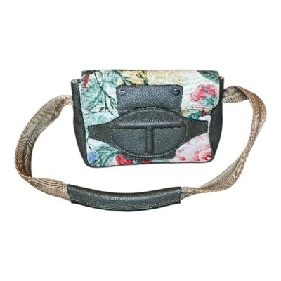 A. Testoni Floral Tapestry Leather Shoulder Bag Romantic Italian Design