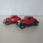 ‘34 Ford 3-Window Coupe Red With Flames - Vintage Hot Wheels - 1/64 Lot of 2
