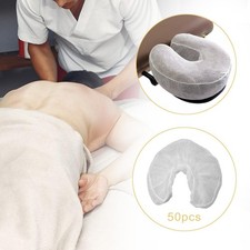 50 Pieces White Disposable Headrest Covers Reusable Massage Table Face Pillow