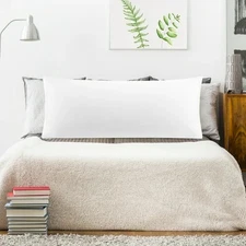 PiccoCasa 100% Cotton Body Pillowcase Soft Hidden Zipper White 20x54