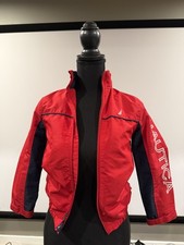 Boys Red and Navy Nautica Jacket-Embroidered Windbreaker- Size L 6 - NICE