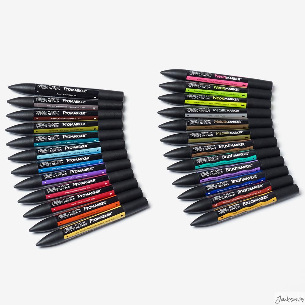 Winsor & Newton Mixed Marker Set Alcohol Ink 24 Pack Wallet For Illustration